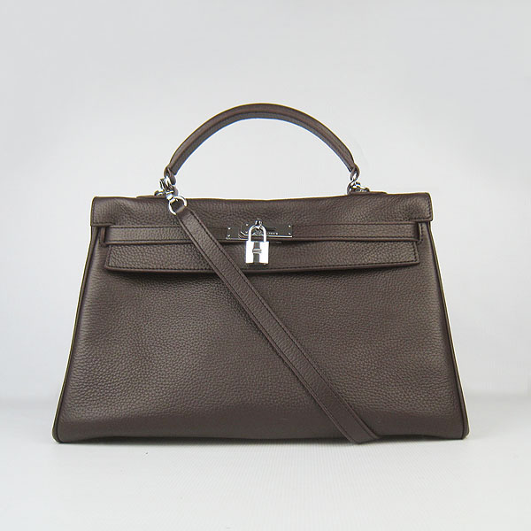 High Quality Hermes Kelly 35cm Togo Leather Bag Dark Coffee 6308